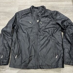 G-Net Men's Faux Leather Jacket 4 Front Pockets Size S Full Zip Black EUC